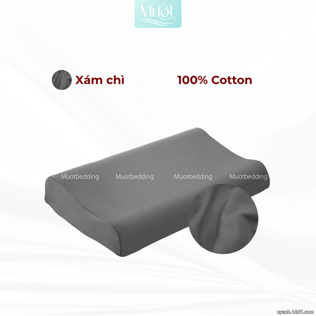 Vỏ gối cao su non Cotton Satin Mướt Bedding trơn màu cao cấp, bao áo gối Memory Foam đầy đủ size