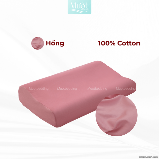 Vỏ gối cao su non Cotton Satin Mướt Bedding trơn màu cao cấp, bao áo gối Memory Foam đầy đủ size