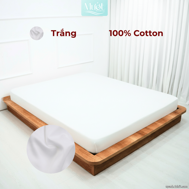 Ga giường Cotton Satin nhiều kích thước  Mướt Bedding, drap 100% cotton cao cấp trơn màu