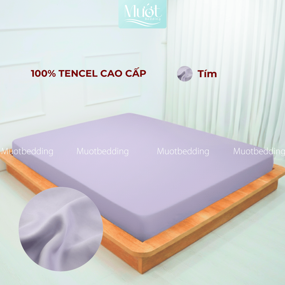 Ga giường kích thước 2m2x2m Lụa Tencel 60s cao cấp trơn màu, drap bo chun