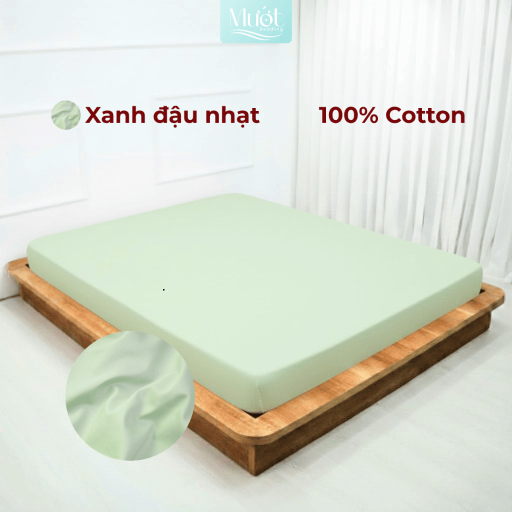 Ga giường Cotton Satin kích thước 1m6x2m Mướt Bedding, drap 100% cotton cao cấp trơn màu