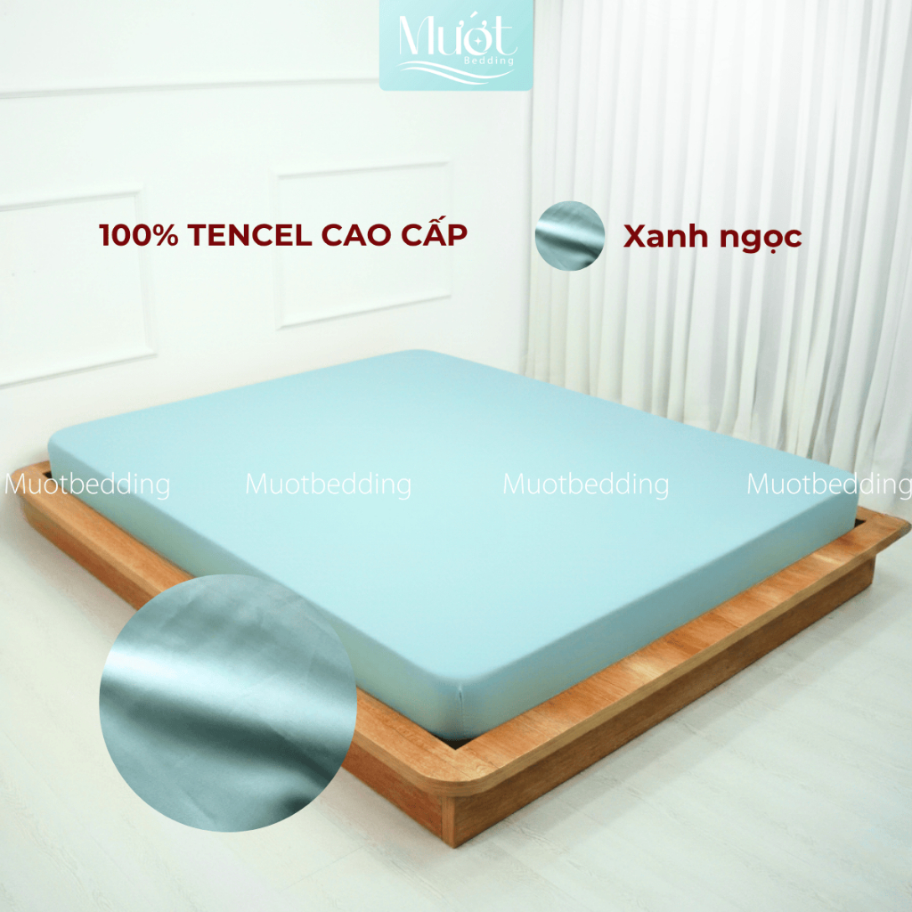 Ga giường kích thước 1m6x2m Lụa Tencel 60s Mướt Bedding cao cấp trơn, drap bo chun