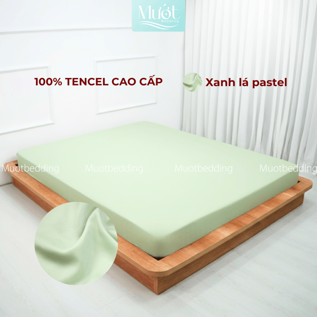 Ga giường kích thước 1m6x2m Lụa Tencel 60s Mướt Bedding cao cấp trơn, drap bo chun