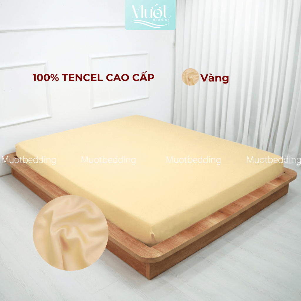 Ga giường kích thước 1m6x2m Lụa Tencel 60s Mướt Bedding cao cấp trơn, drap bo chun