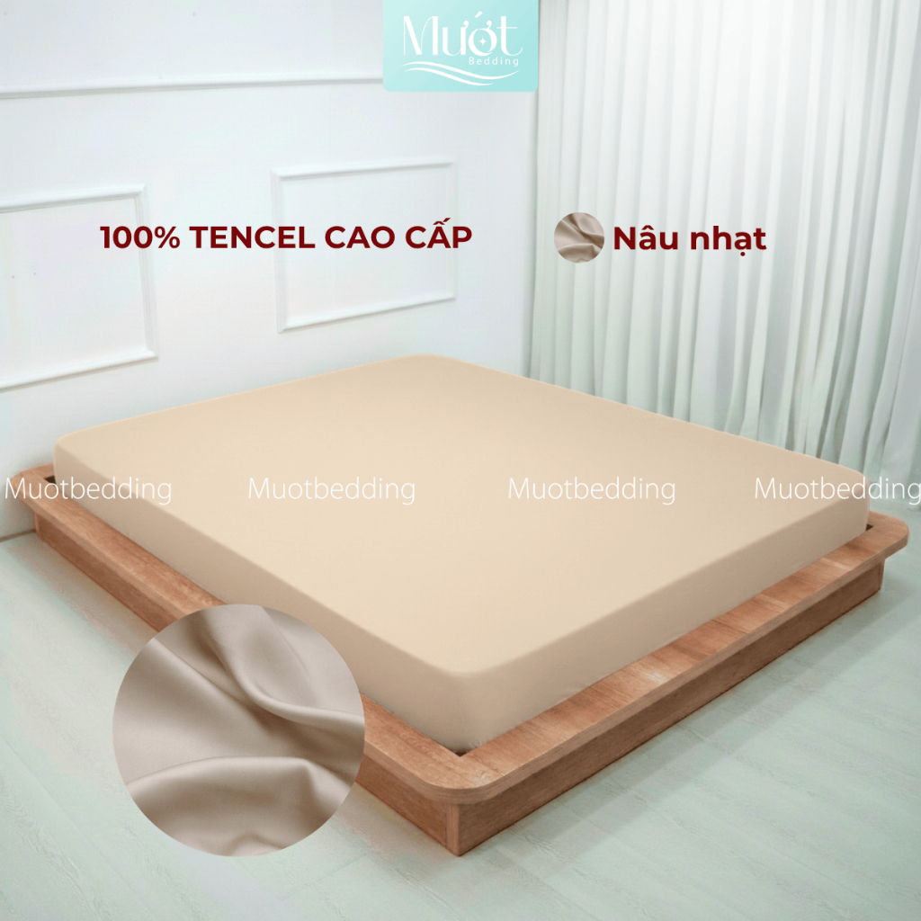 Ga giường kích thước 1m6x2m Lụa Tencel 60s Mướt Bedding cao cấp trơn, drap bo chun
