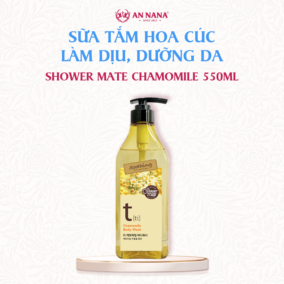 Sữa Tắm Hoa Cúc Shower Mate Chamomile làm dịu, dưỡng da mềm mịn 550ml