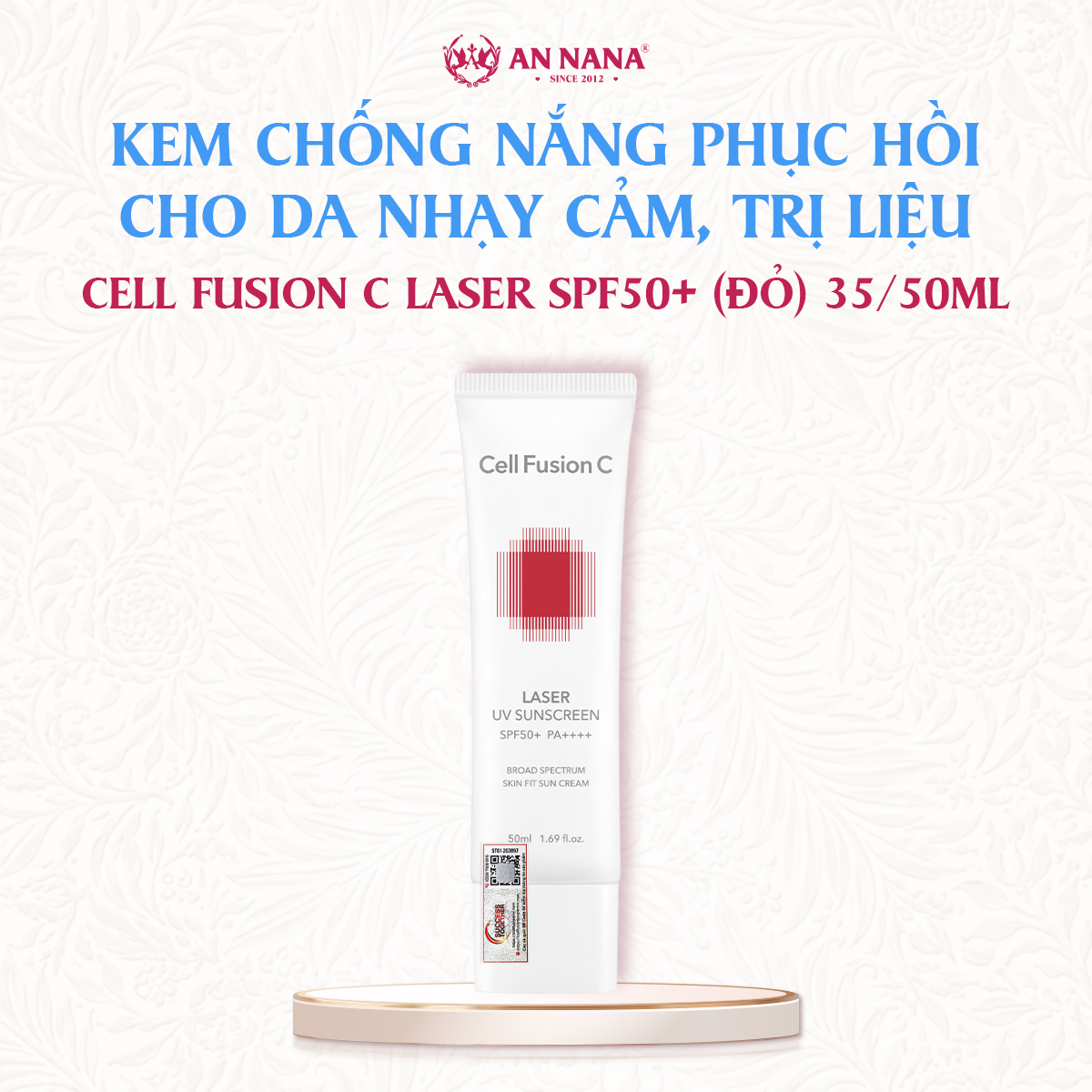 Kem Chống Nắng Cell Fusion C Laser UV cho da nhạy cảm, trị liệu SPF50+ PA+++ 35/50ml