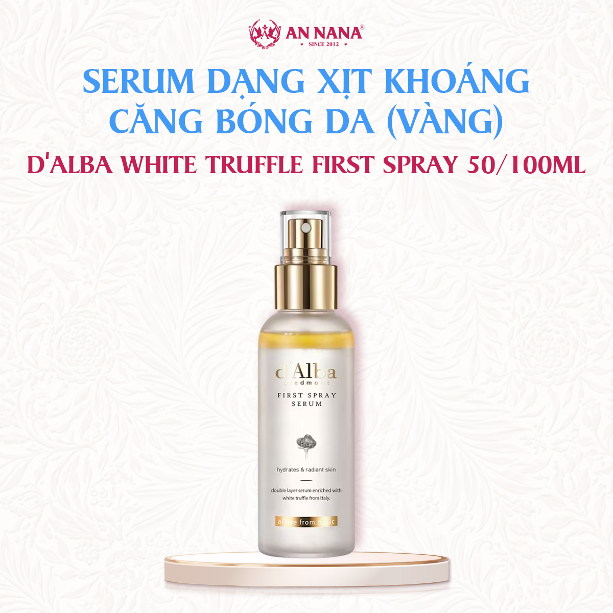 Serum Xịt Khoáng Căng Bóng Da White Truffle First Spray Serum 50/100ml - Mist Serum (vàng)
