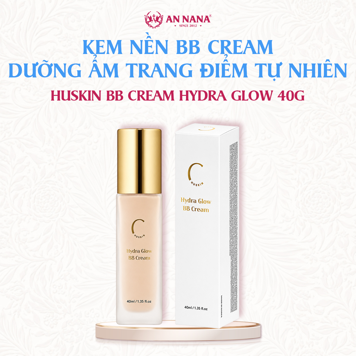 Kem Nền BB Cream Huskin Hydra Glow Dưỡng Ẩm, Trang Điểm Tự Nhiên, Che Phủ Tốt 40g