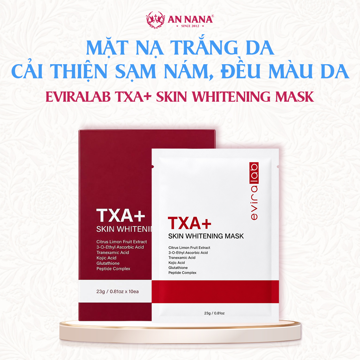 Mặt nạ Trắng da Eviralab TXA+ Skin Whitening Mask Cải thiện sạm nám, Đều màu da