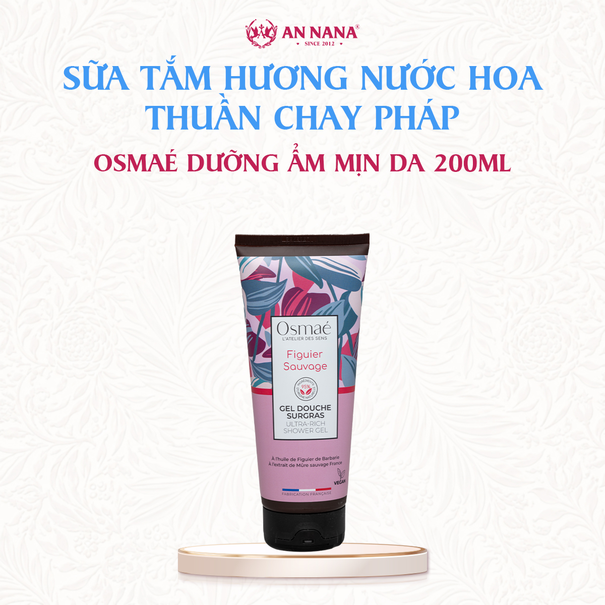 Sữa Tắm Nước Hoa Thuần Chay Osmaé No.22 Sung Tím Dưỡng Ẩm Mịn Da 200ml