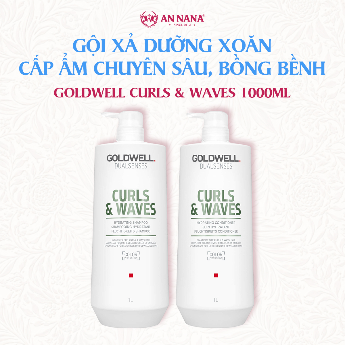 Bộ Gội Xả Dưỡng Xoăn Goldwell Curls & Waves Cấp Ẩm Chuyên Sâu Tóc Bồng Bềnh