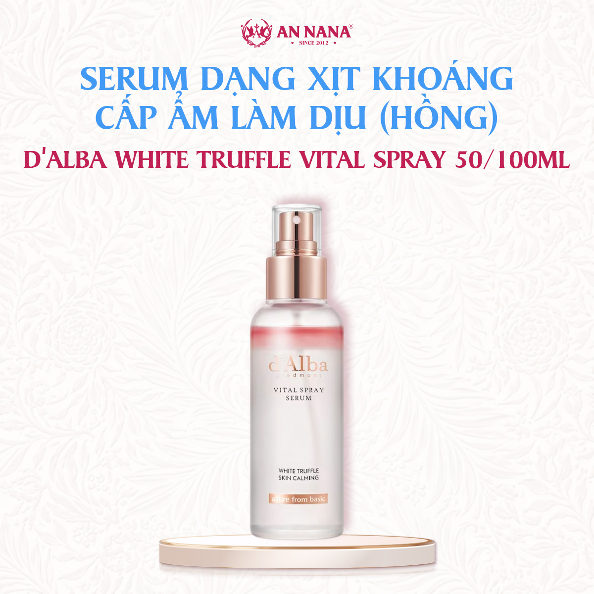 Serum Xịt Khoáng Cấp Ẩm Làm Dịu White Truffle Vital Spray Serum 50/100ml (hồng)
