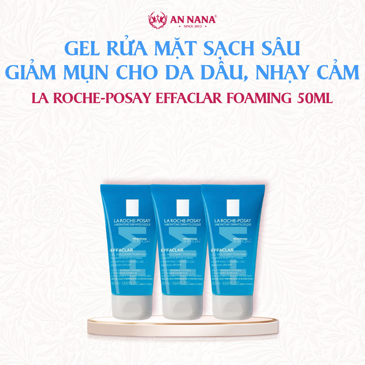 Gel Rửa Mặt Sạch Sâu La Roche-Posay Effaclar Foaming cho Da Dầu, Nhạy Cảm 50ml