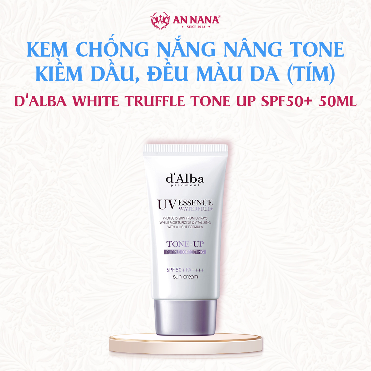 Kem Chống Nắng Nâng Tông (Tím) d'Alba Waterfull Tone-Up SPF50+ 50ml