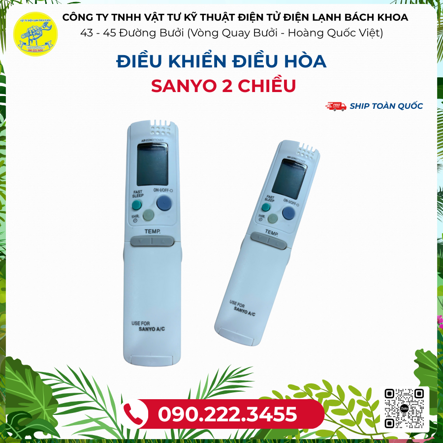 Điều khiển ĐIỀU HÒA  Sanyo 2 chiều - 090.222.3455