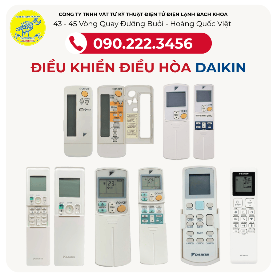 Địa chỉ bán điều khiển điều hòa Daikin chính hãng Tại đường Thanh Niên - 0902223456