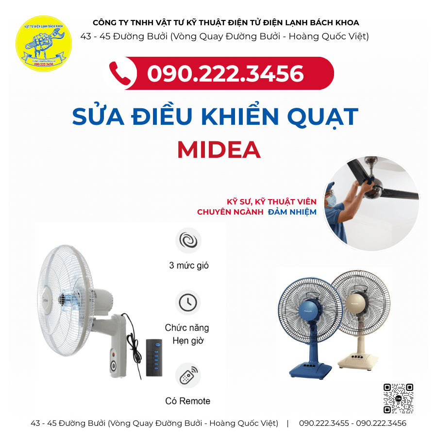 Địa chỉ sửa Điều khiển Quạt Midea Tại đường Bưởi - 0902223456