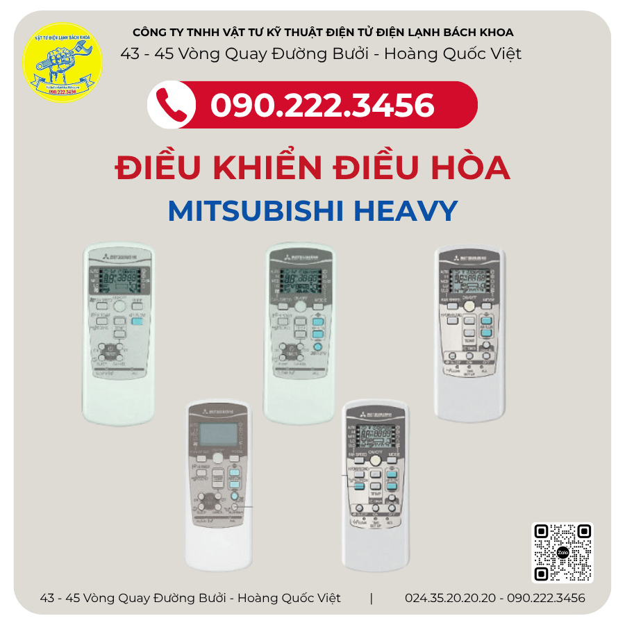 Điều khiển điều hòa Mitsubishi Heavy chính hãng 0902223456