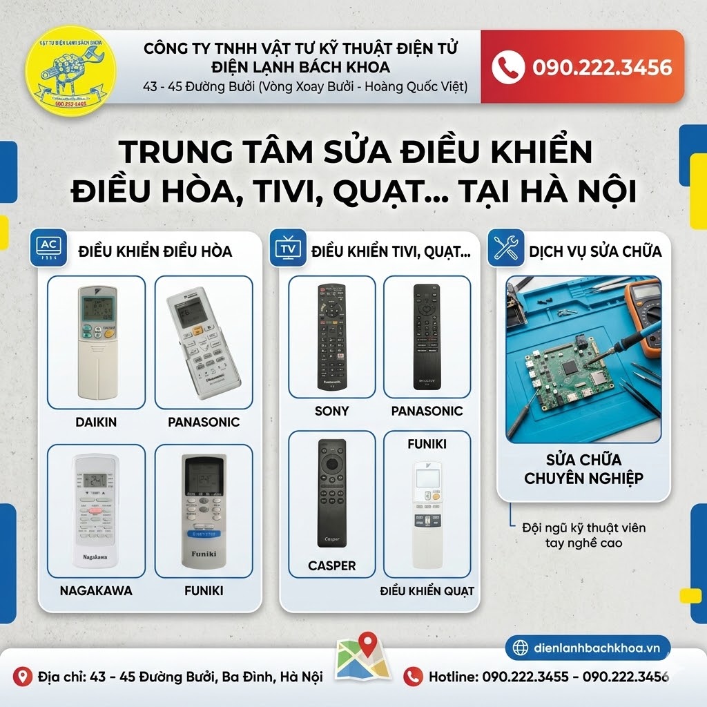 Địa Chỉ Sửa Điều Khiển Điều Hòa Tại phố Hàng Than - 0902223456