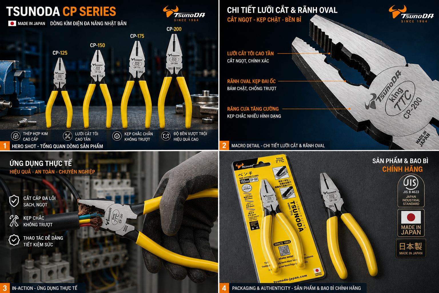 Dòng kìm điện đa năng Tsunoda CP Series Nhật Bản | thietbigiatot.com