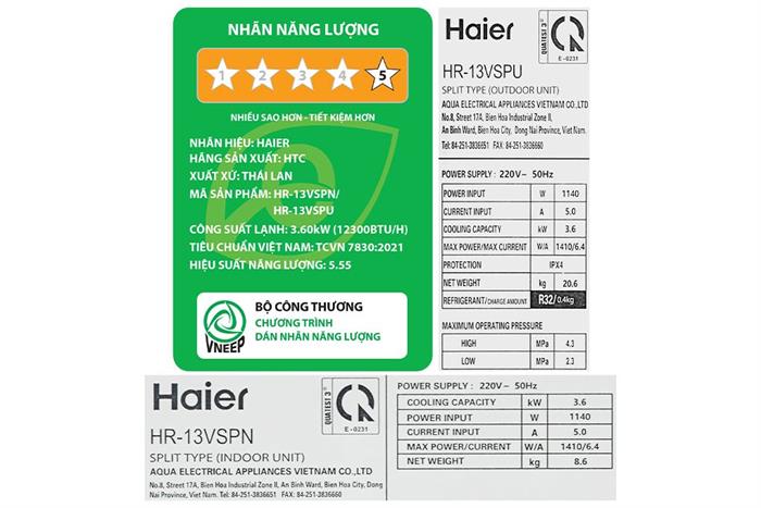 Máy lạnh Haier Inverter 1.5 HP HR-13VSP