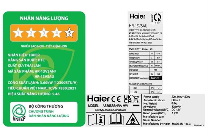 Máy lạnh Haier Inverter 1.5 HP HR-13VSA