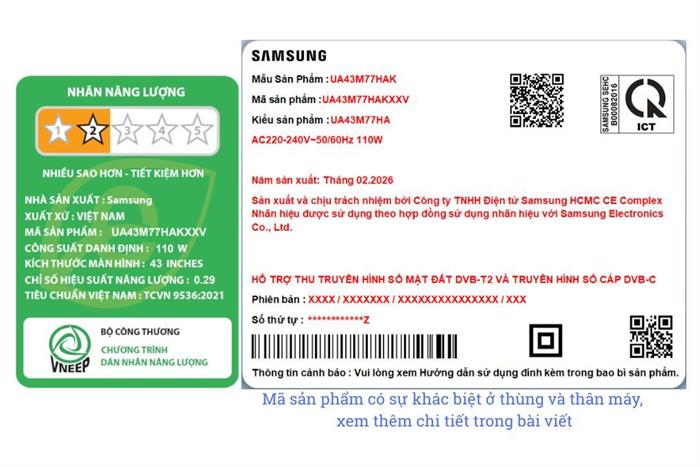 Smart Tivi Mini LED Samsung AI 4K 43 inch UA43M77HA