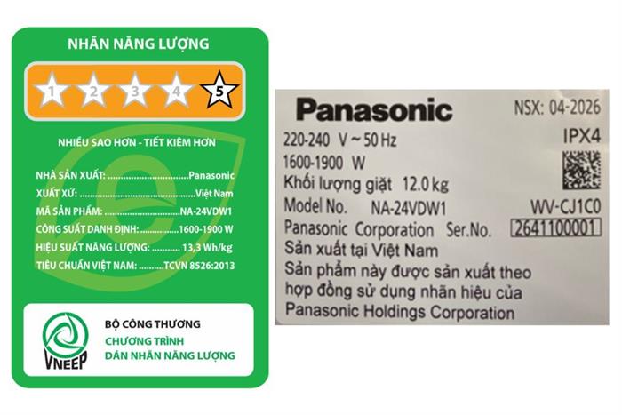 Máy giặt Panasonic Inverter 12 kg NA-24VDW1BVT