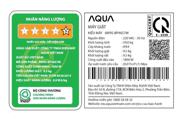 Máy giặt Aqua Inverter 9.5 kg AW95-BP4657M(B)