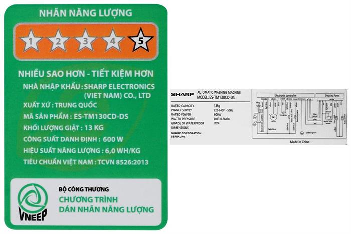 Máy giặt Sharp Inverter 13 kg ES-TM130CD-DS