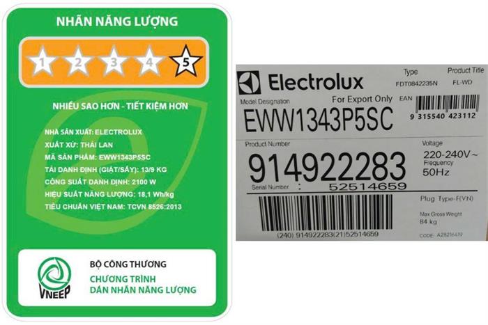 Máy giặt sấy Electrolux UltimateCare 500 Inverter 13 kg EWW1343P5SC
