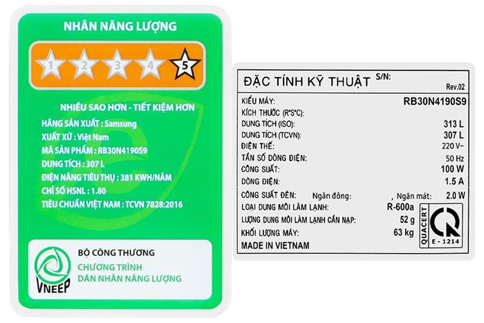 Tủ lạnh Samsung Inverter 307 lít RB30N4190S9/SV