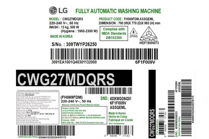 Máy giặt công nghiệp LG Inverter 13 kg CWG27MDQRS