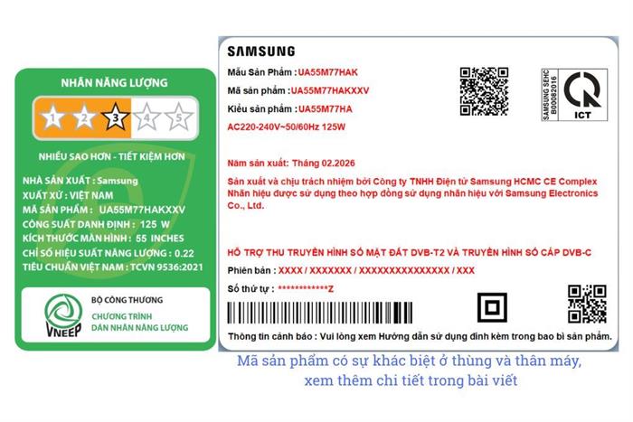Smart Tivi Mini LED Samsung AI 4K 55 inch UA55M77HA