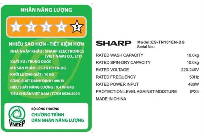 Máy giặt Sharp 10 kg ES-TN101EN-DG