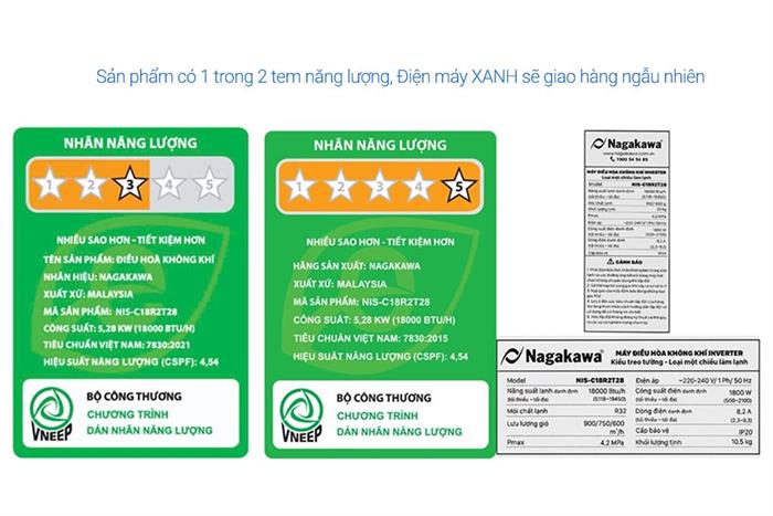 Máy lạnh Nagakawa Inverter 2 HP NIS-C18R2T28