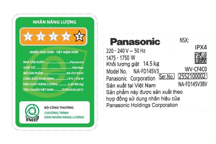Máy giặt Panasonic Inverter 14.5 Kg NA-FD145V3BV