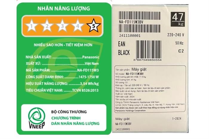 Máy giặt Panasonic Inverter 11.5 kg NA-FD115W3BV