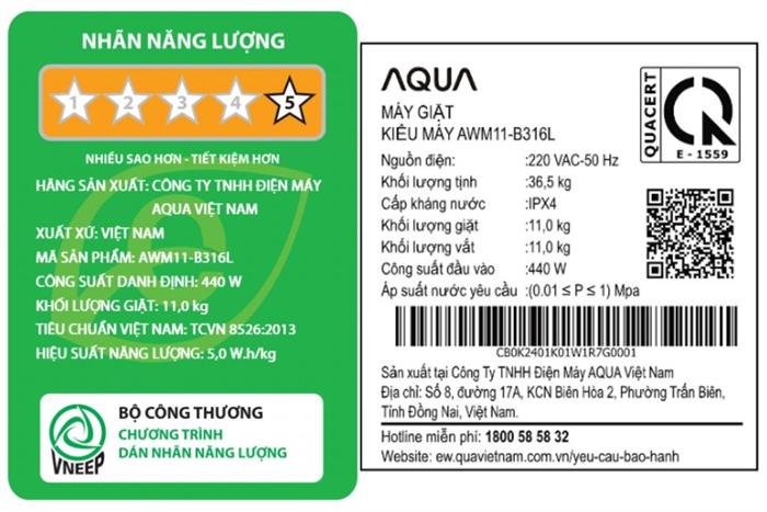 Máy giặt Aqua Inverter 11 kg AWM11-B316L(B)