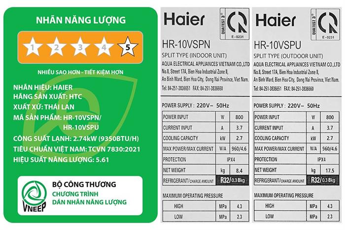 Máy lạnh Haier Inverter 1 HP HR-10VSP