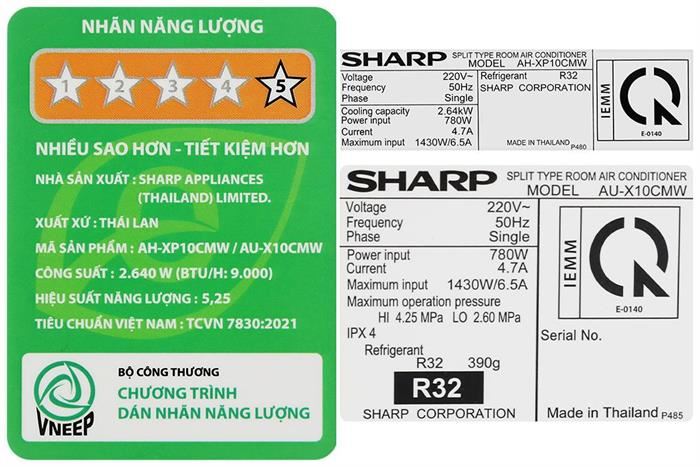 Máy lạnh Sharp Inverter 1 HP AH-XP10CMW