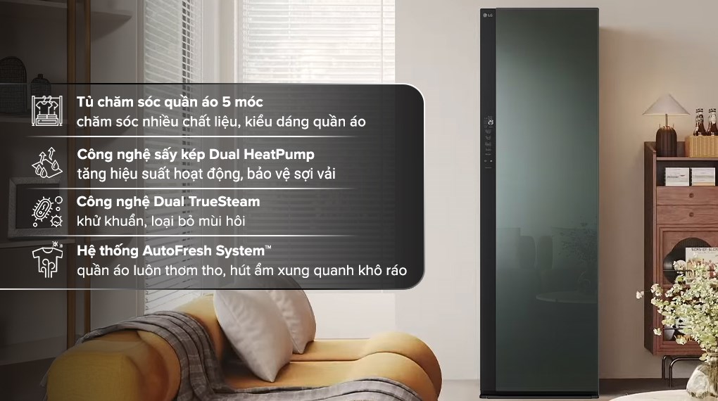 Máy giặt Tủ chăm sóc quần áo thông minh LG Styler Inverter 5 móc SC5MNR4G