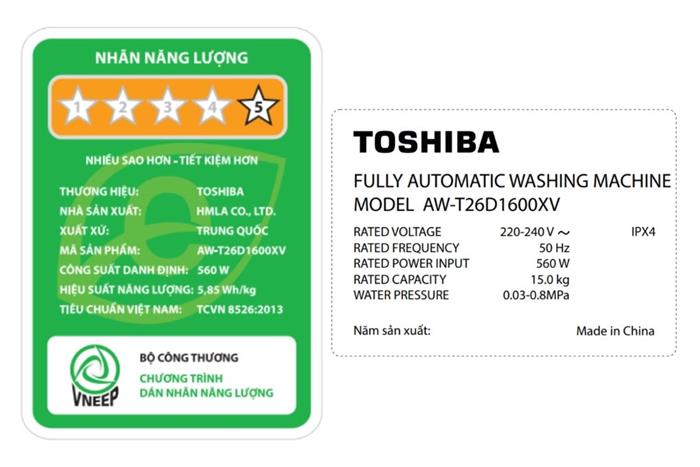 Máy giặt Toshiba Inverter 15 kg AW-T26D1600XV(MG)