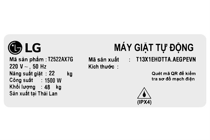 Máy giặt LG AI DD Inverter 22 kg T2522AX7G