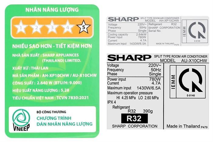 Máy lạnh Sharp Inverter 1 HP AH-XP10CHW