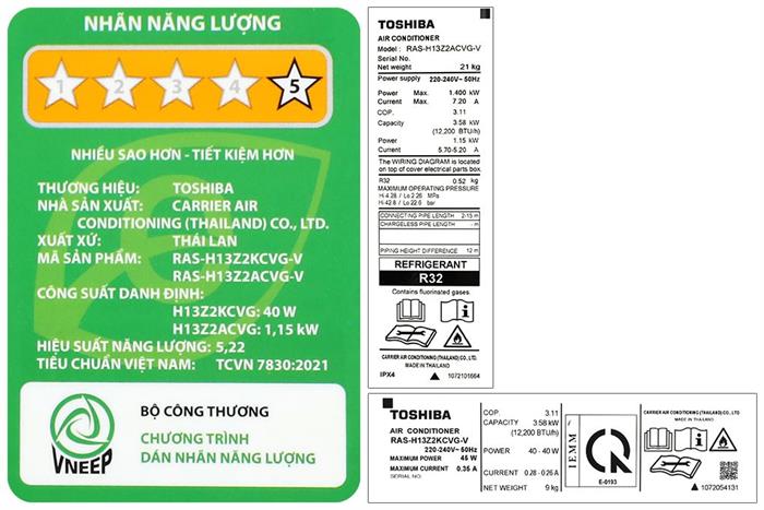 Máy lạnh Toshiba Inverter 1.5 HP RAS-H13Z2KCVG-V