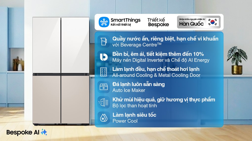 Tủ lạnh Samsung Inverter 648 lít Multi Door Bespoke Door-in-Door RF59CB66F8S/SV