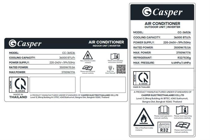 Máy lạnh âm trần Casper Inverter 4 HP CC-36IS36
