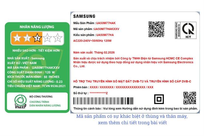 Smart Tivi Mini LED Samsung AI 4K 50 inch UA50M77HA